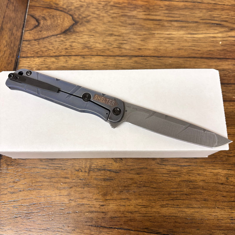 Load image into Gallery viewer, Medford T-Bone Fallout Series, Original Series BLUE Handles, S45VN Tanto Blade, PVD Clip, Knife Serial# 401-094
