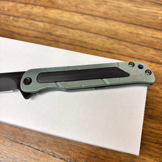 Medford T-Bone Fallout Series, Original Series GREEN Handles, PVD Hardware S45VN Tanto Blade, PVD Clip, Knife Serial