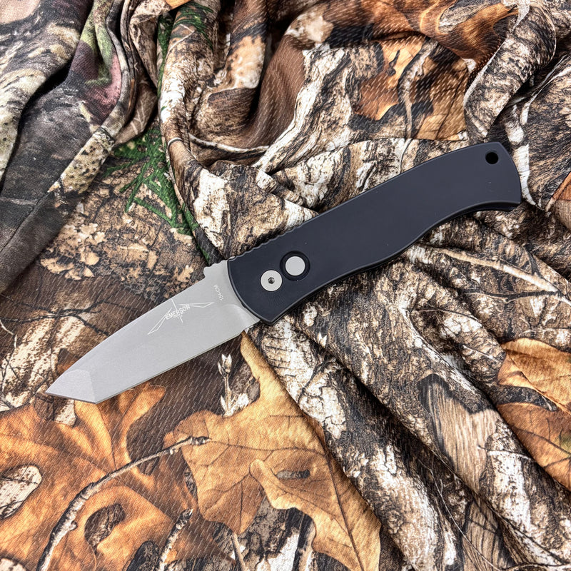 Load image into Gallery viewer, Protech E7T01 Emerson CQC7 3.25" Chisel Tanto Blasted Blade Black Handle Auto Knife

