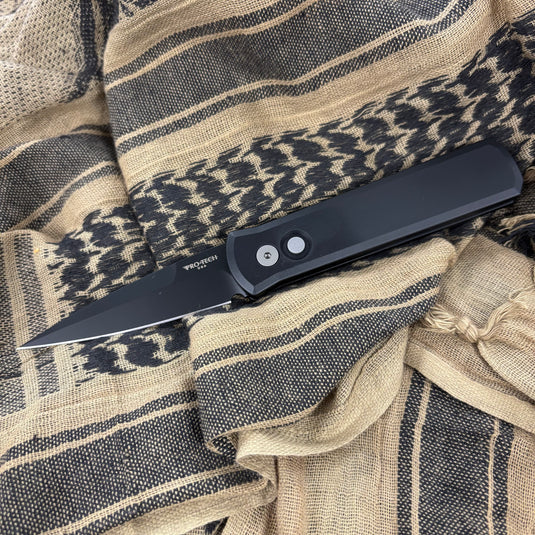 Protech 721 Godson, 3.15" 154-CM Spearpoint Black Blade, Black Handles, Plain Edge Auto Knife
