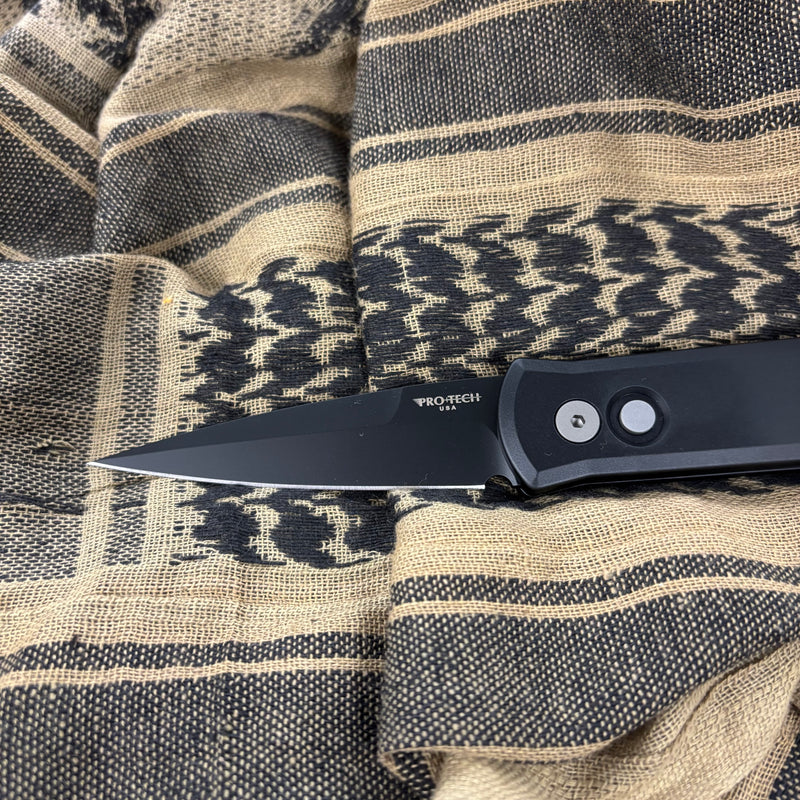 Load image into Gallery viewer, Protech 721 Godson, 3.15" 154-CM Spearpoint Black Blade, Black Handles, Plain Edge Auto Knife
