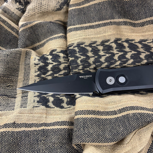 Protech 721 Godson, 3.15" 154-CM Spearpoint Black Blade, Black Handles, Plain Edge Auto Knife