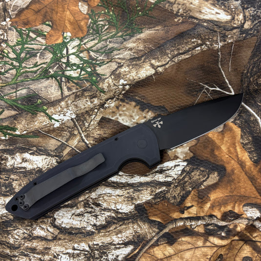 Protech LG303 D2 Les George Rockeye 3.4" CPM-D2 DLC Black Blade Black Handles Automatic Knife