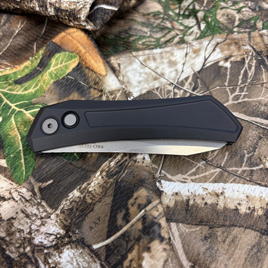 Protech DS101 Oligarch Dmitry Sinkevich Design Solid Black Aluminum Handles, Stonewash Magnacut Blade Knife