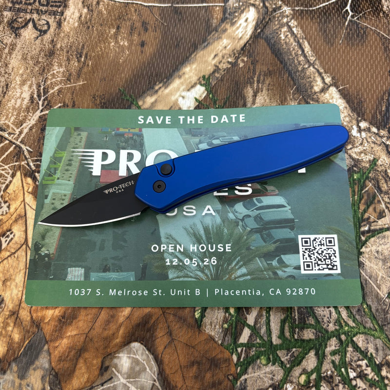 Load image into Gallery viewer, Protech 3607-BLUE Half-Breed 2" Auto Blue Handle Black Blade Plain Edge Auto Knife
