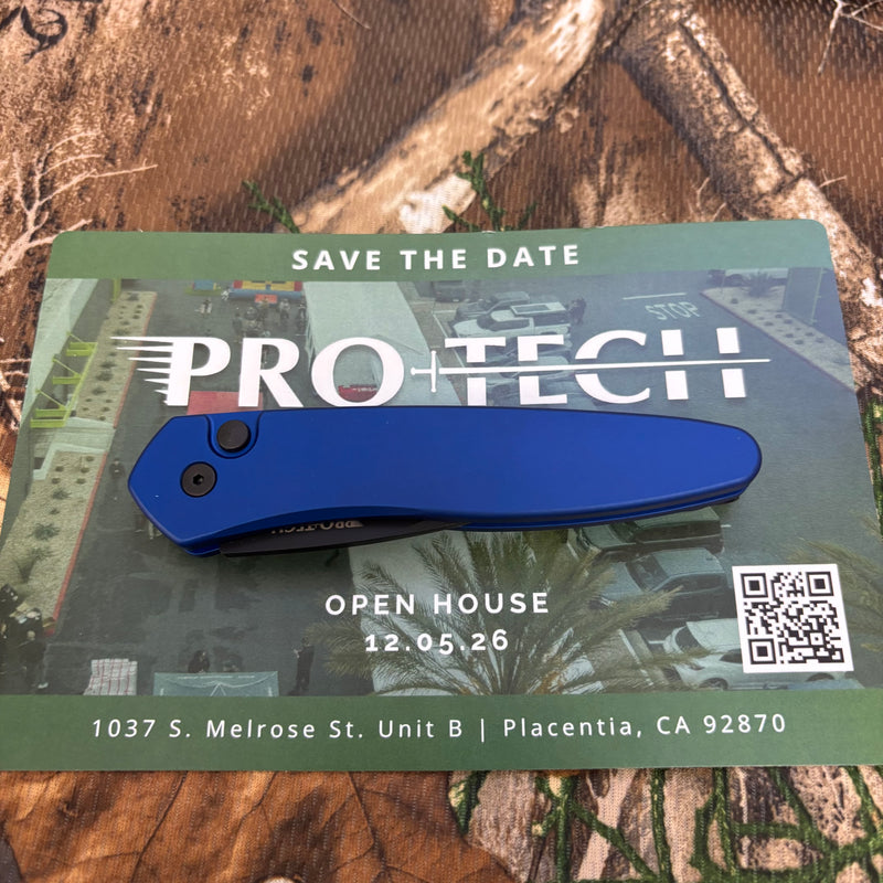 Load image into Gallery viewer, Protech 3607-BLUE Half-Breed 2" Auto Blue Handle Black Blade Plain Edge Auto Knife
