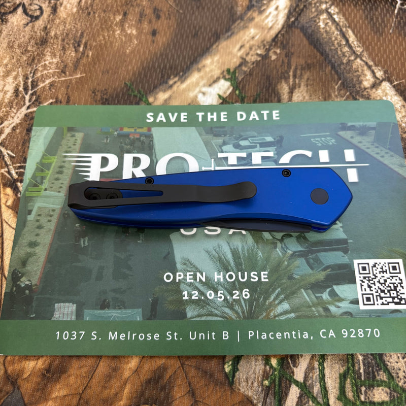 Load image into Gallery viewer, Protech 3607-BLUE Half-Breed 2" Auto Blue Handle Black Blade Plain Edge Auto Knife
