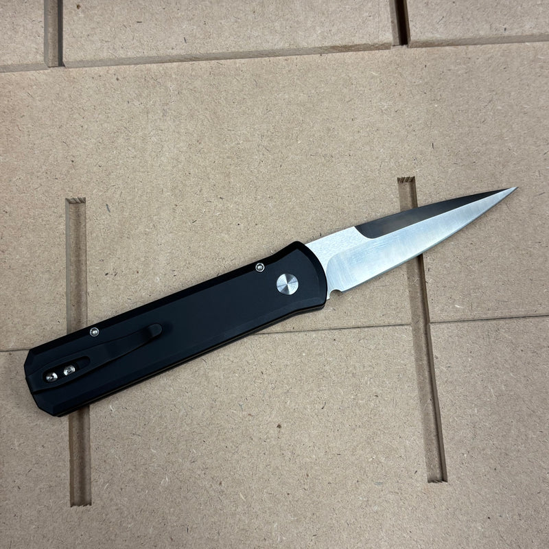 Load image into Gallery viewer, Protech 7210 Livewire 20CV Godson 3.15" Single Inlay Black Handle with Livewire Copper Carbon Fiber Inlay, Black Lip Pearl Button Knife
