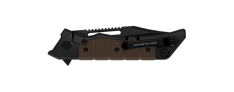 Load image into Gallery viewer, Zero Tolerance 0223 Tim Galyean Flipper Knife 3.5" CPM-20CV Black DLC Blade, Black Titanium/Earth Brown G10 Handles
