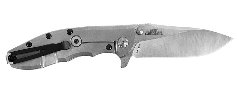 Load image into Gallery viewer, Zero Tolerance Hinderer 0562CF Flipper 3.5" CPM-20CV Satin/Stonewashed Plain Blade, Carbon Fiber with Titanium Back Handle
