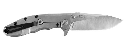 Zero Tolerance Hinderer 0562CF Flipper 3.5" CPM-20CV Satin/Stonewashed Plain Blade, Carbon Fiber with Titanium Back Handle