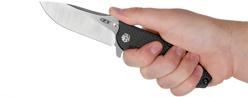 Load image into Gallery viewer, Zero Tolerance Hinderer 0562CF Flipper 3.5" CPM-20CV Satin/Stonewashed Plain Blade, Carbon Fiber with Titanium Back Handle
