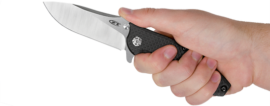 Zero Tolerance Hinderer 0562CF Flipper 3.5" CPM-20CV Satin/Stonewashed Plain Blade, Carbon Fiber with Titanium Back Handle