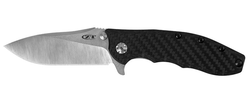 Load image into Gallery viewer, Zero Tolerance Hinderer 0562CF Flipper 3.5" CPM-20CV Satin/Stonewashed Plain Blade, Carbon Fiber with Titanium Back Handle
