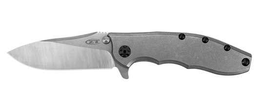 Zero Tolerance 0562TI Hinderer Flipper Knife 3.5" CPM-20CV Satin/Stonewashed Plain Blade, Titanium Handles