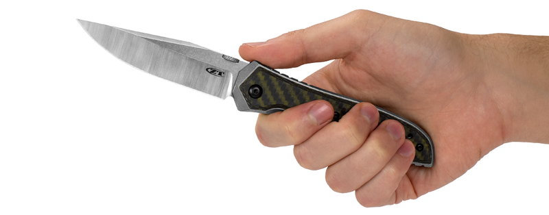 Load image into Gallery viewer, Zero Tolerance Emerson 0640 Folding Knife 3.75" CPM-20CV Two-Tone Blade, Machined Titanium and Green Carbon Fiber Handles
