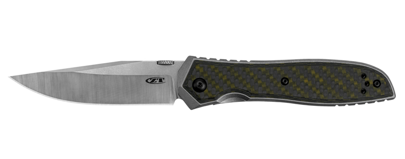 Load image into Gallery viewer, Zero Tolerance Emerson 0640 Folding Knife 3.75" CPM-20CV Two-Tone Blade, Machined Titanium and Green Carbon Fiber Handles
