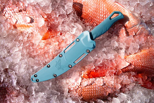 Benchmade 18030 Fishcrafter 5" Trailing Point Depth Blue Santoprene Knife