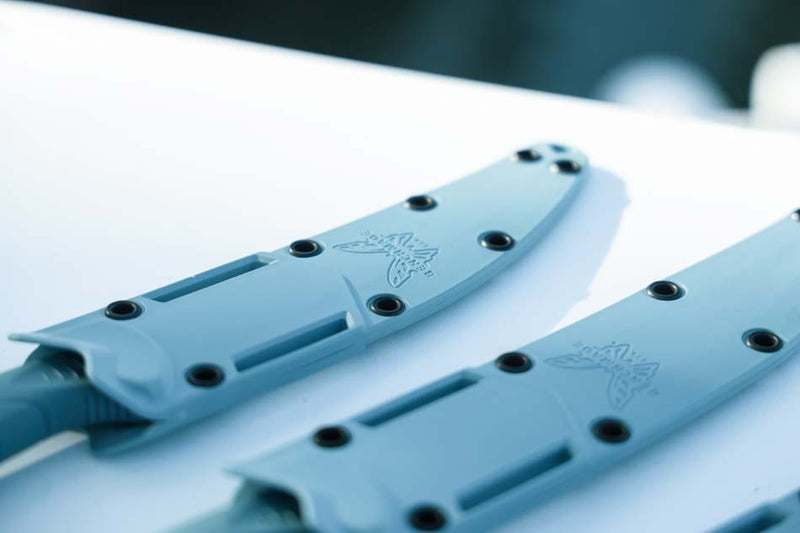 Load image into Gallery viewer, Benchmade 18030 Fishcrafter 5" Trailing Point Depth Blue Santoprene Knife
