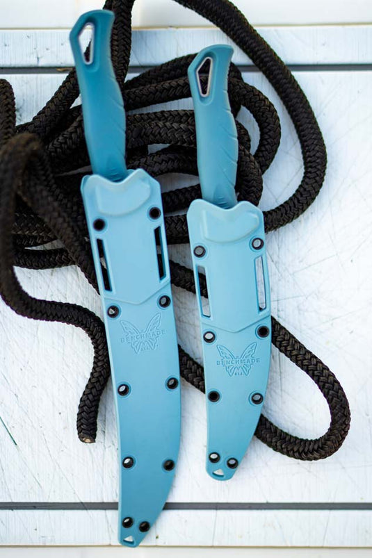 Benchmade 18030 Fishcrafter 5" Trailing Point Depth Blue Santoprene Knife