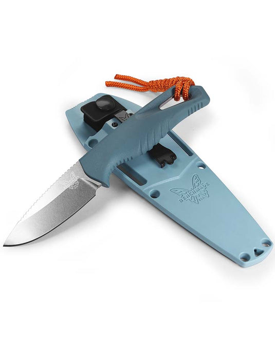 Benchmade 18050 Intersect 2.68" Stonewash CPM-Magnacut Drop Point Bade Depth Blue Santoprene Handle Fixed Knife