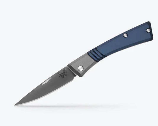 Benchmade 315 Slip Joint M390 2.56" Drop Point, Ash Gray Crater Blue Handles Knife