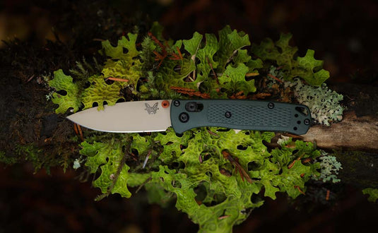 Benchmade 533TN-2601 Mini Bugout AXIS Folding Knife 2.82" Elmax Satin Plain Blade Taiga Green Grivory Handle