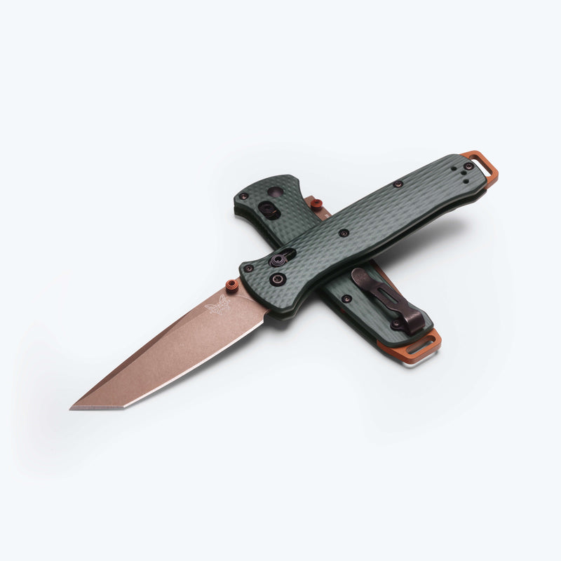 Load image into Gallery viewer, Benchmade 537FE-2601 Bailout, 3.38" S90V Tanto, Taiga Green Aluminum Handles Knife
