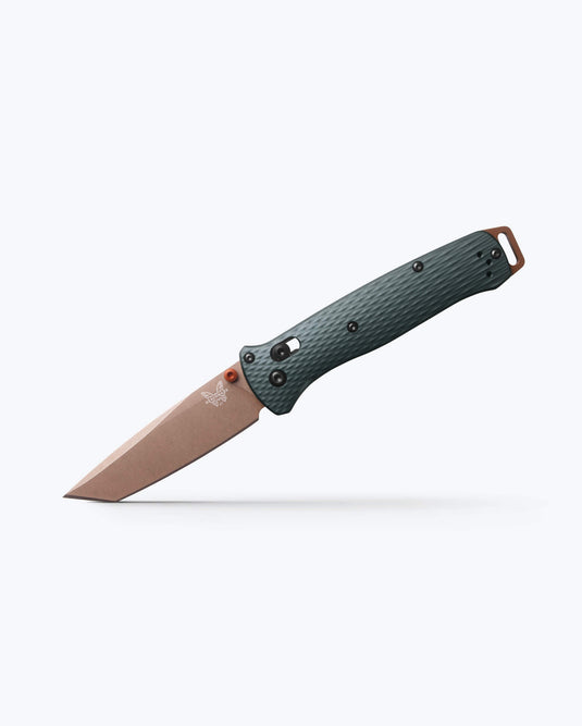 Benchmade 537FE-2601 Bailout, 3.38" S90V Tanto, Taiga Green Aluminum Handles Knife