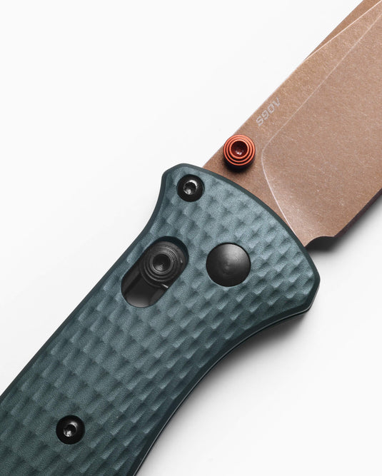 Benchmade 537FE-2601 Bailout, 3.38" S90V Tanto, Taiga Green Aluminum Handles Knife
