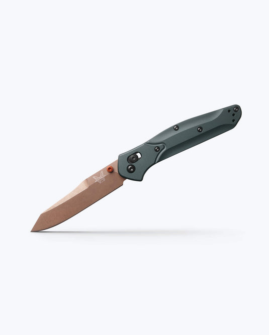 Benchmade 940FE-2601 Osborne, 3.4" CPM-S90V Reverse Tanto, Taiga Green Aluminum Handles Knife