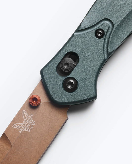 Benchmade 940FE-2601 Osborne, 3.4" CPM-S90V Reverse Tanto, Taiga Green Aluminum Handles Knife