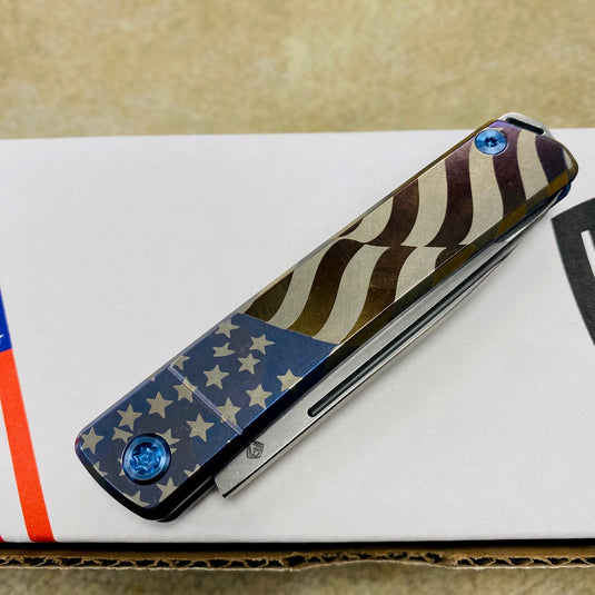 Medford Gentleman Jack GJ-2 Ti 3.1" S45VN TANTO Slip Joint AMERICAN FLAG Handle Knife with Pocket Clip