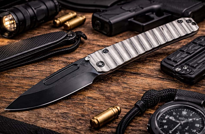 Load image into Gallery viewer, Medford Slim Midi S45VN Tumbled 3.25" PVD Drop Point Silver Gator Belly Handles Knife Serial 308-005
