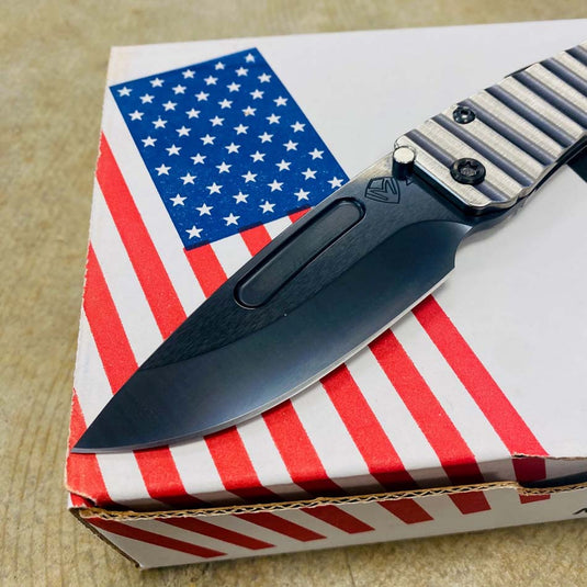Medford Slim Midi S45VN Tumbled 3.25" PVD Drop Point Silver Gator Belly Handles Knife Serial 308-005