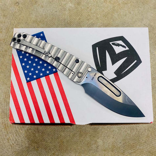 Medford Slim Midi S45VN Tumbled 3.25" PVD Drop Point Silver Gator Belly Handles Knife Serial 308-005
