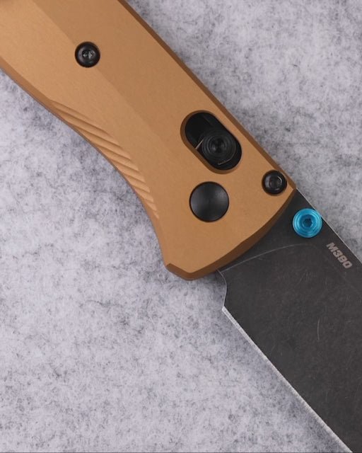 Load and play video in Gallery viewer, Benchmade 535BK-07 Bugout Burnt Brass Aluminum DLC Battlewash M390 Blade Knife
