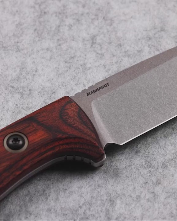 Load and play video in Gallery viewer, Benchmade 15650 Slipridge FIXED 3.7" Magnacut Drop Point Blade, Stabilized Wood Handles, Knife
