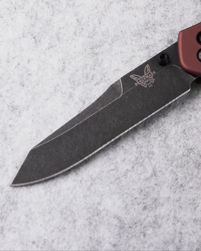 Load and play video in Gallery viewer, Benchmade 940BK-03 Osborne 3.4" CPM-Magnacut DLC Battlewash Finish Blade Burnt Copper Aluminum Handles Knife
