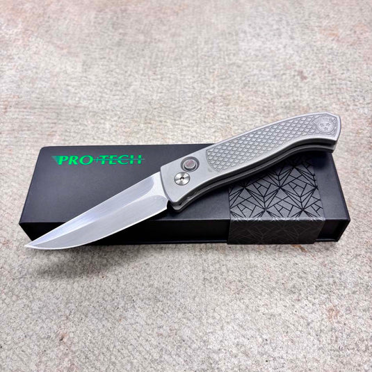 Protech 2026 Brend Classic Custom 001, Brend Classic Auto, Blasted Tumbled 17-4 Steel Textured Handles, Knife