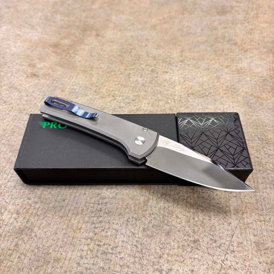 Protech 2026 Scapegoat Compact Custom 001, Scapegoat Compact Auto, Blasted Stonewashed 17-4 heat treated steel handles Knife