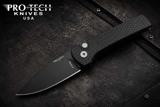 Protech RCS1106 Ramon Chavez Designed Scapegoat Compact Auto, Carbine Textured Black AL Handles Knife