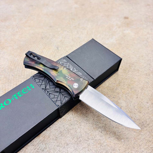 Protech CCKSF25.Duke.2 DUKE 2 Woodland Camo 6061 Aluminum Handle, Machine Satin Magnacut Blade, Knife CCKS