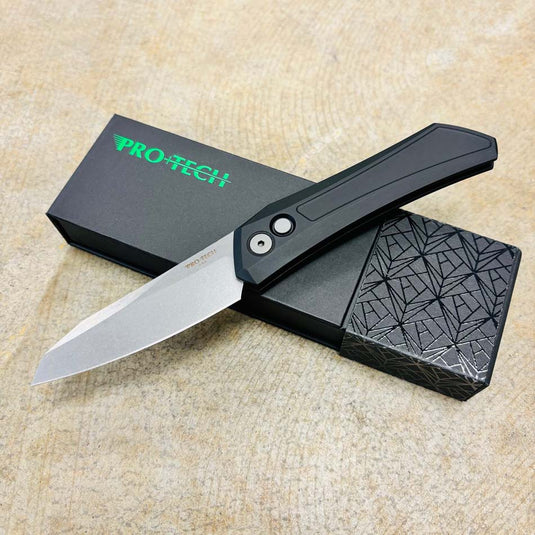 Protech DS101 Oligarch Dmitry Sinkevick Design Solid Black Aluminum Handles, Stonewash Magnacut Blade Knife