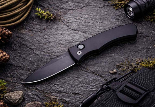 Protech DUKE 2 DUKE2103 Black 6061 Aluminum handle, DLC Black Magnacut Blade, Blasted Hardware Knife