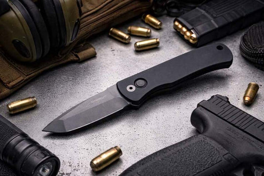 Protech E7T01 Emerson CQC7 3.25" Chisel Tanto Blasted Blade Black Handle Auto Knife