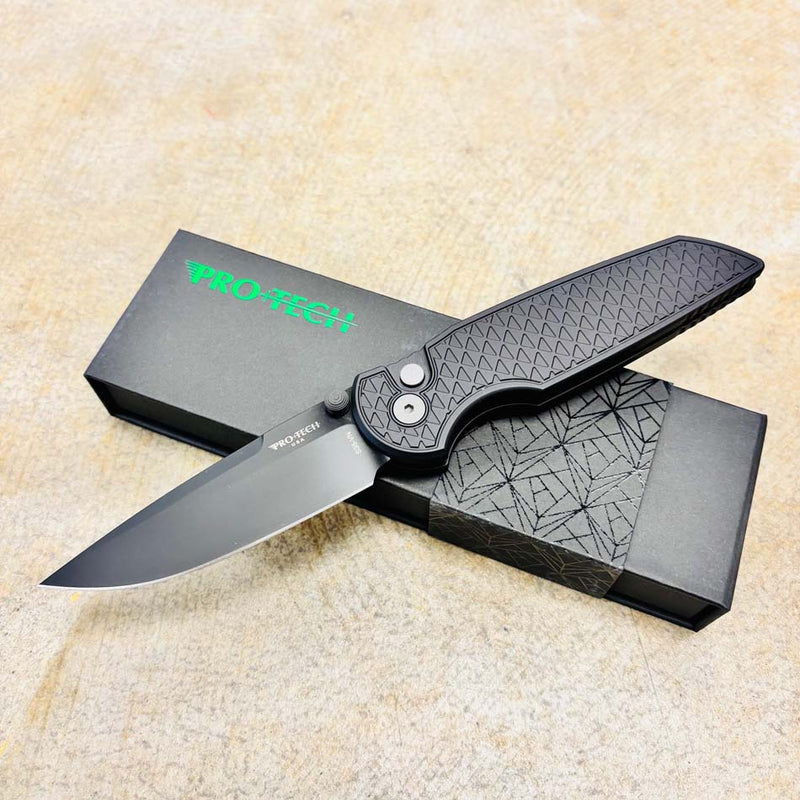 Load image into Gallery viewer, Protech TR-3 Integrity INT106 Clip Point 3.5" Manual Relic Textured Black Handles Stonewash S35VN Blade Knife

