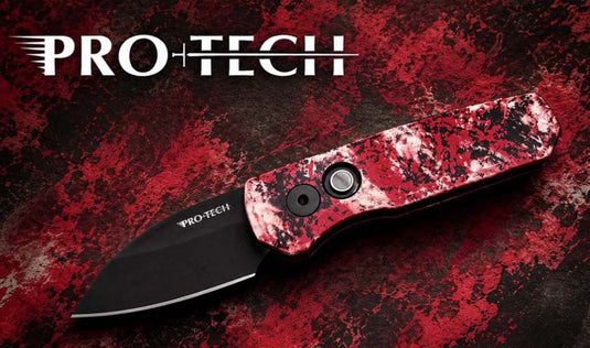 Protech R5303-CTC, Runt 5 Crimson Tiger Camo Custom Anodized Handle, DLC Black Magnacut Wharncliffe Blade, Knife