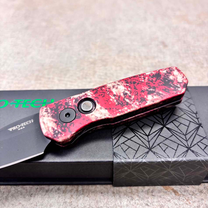 Load image into Gallery viewer, Protech R5303-CTC, Runt 5 Crimson Tiger Camo Custom Anodized Handle, DLC Black Magnacut Wharncliffe Blade, Knife
