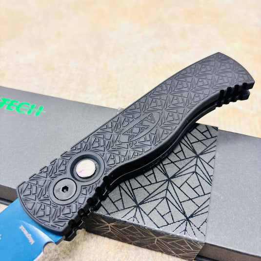 Protech T206-SB Nexus Tactical Response 2 Drop Point 3.0" Since 1999 Textured Black Handles, Sapphire Blue Magnacut Blade Knife